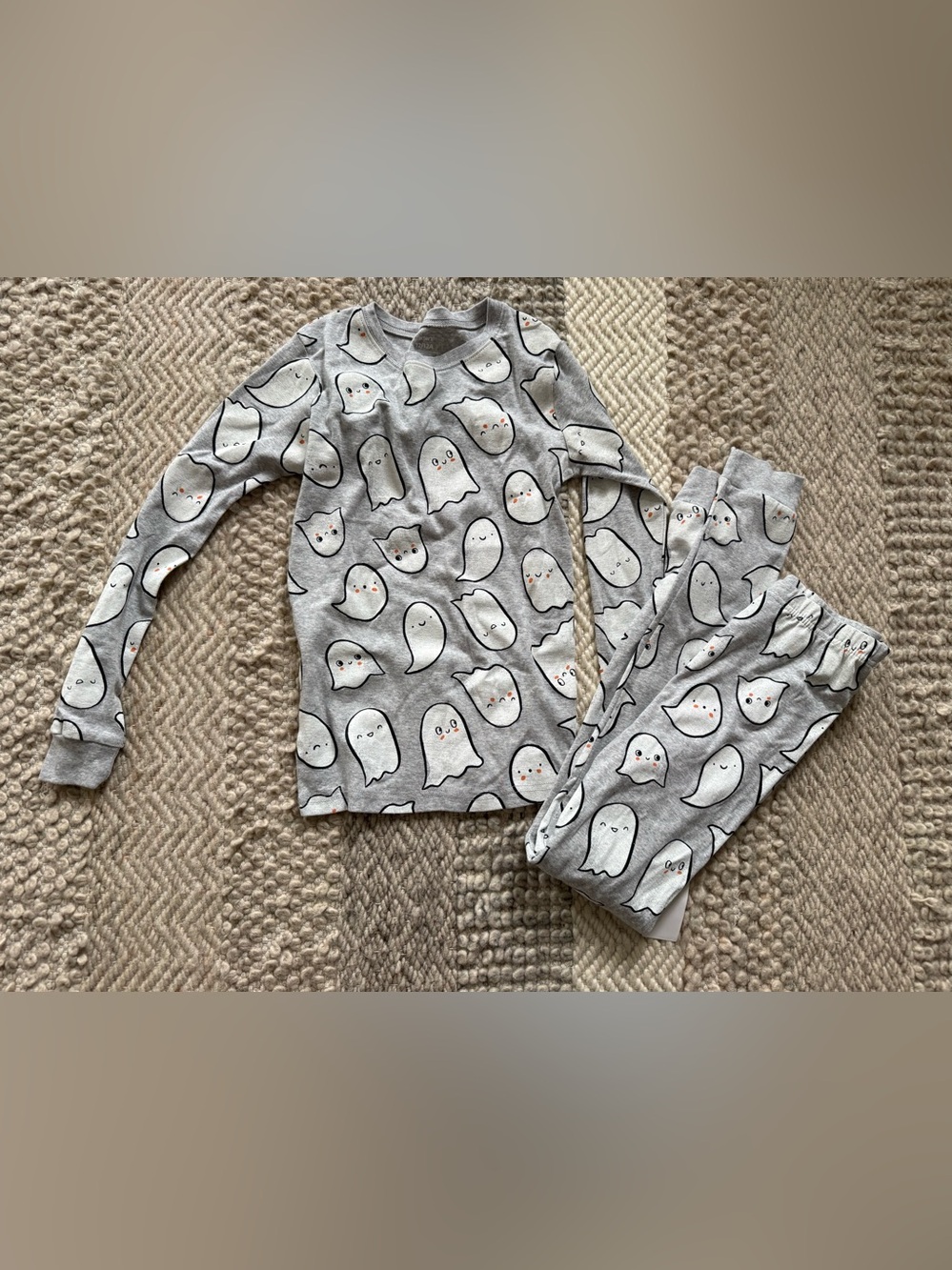 Carter's Gray Ghost Print Kids Pajama Set size 12 unisex nwt snug fit